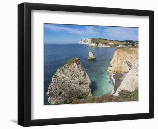 Freshwater Bay and Chalk Cliffs of Tennyson Down, Isle of Wight, England, United Kingdom, Europe-Roy Rainford-Framed Photographic Print