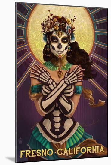 Fresno, California - Day of the Dead Crossbones-Lantern Press-Mounted Art Print