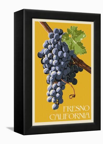 Fresno, California - Grapes - Letterpress-Lantern Press-Framed Stretched Canvas