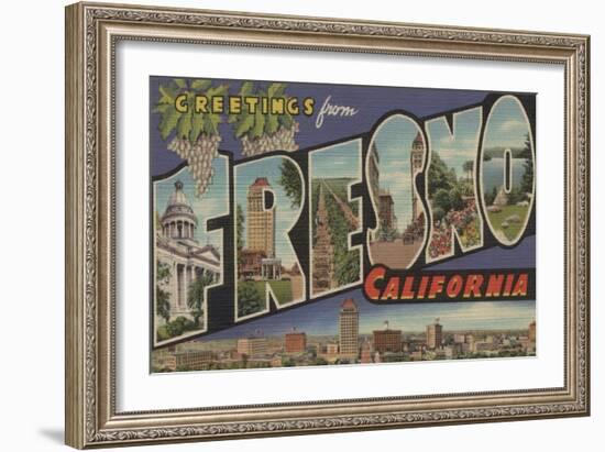 Fresno, California - Large Letter Scenes-Lantern Press-Framed Art Print