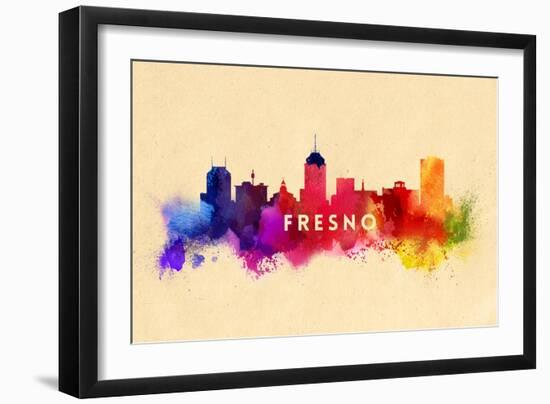 Fresno, California - Skyline Abstract-Lantern Press-Framed Art Print