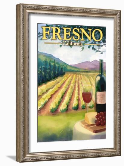 Fresno, California - Wine Country-Lantern Press-Framed Art Print