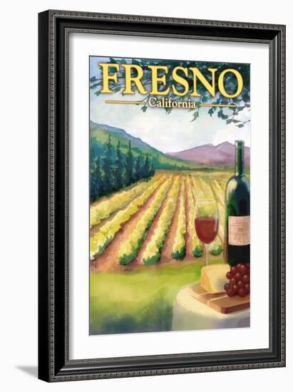 Fresno, California - Wine Country-Lantern Press-Framed Art Print