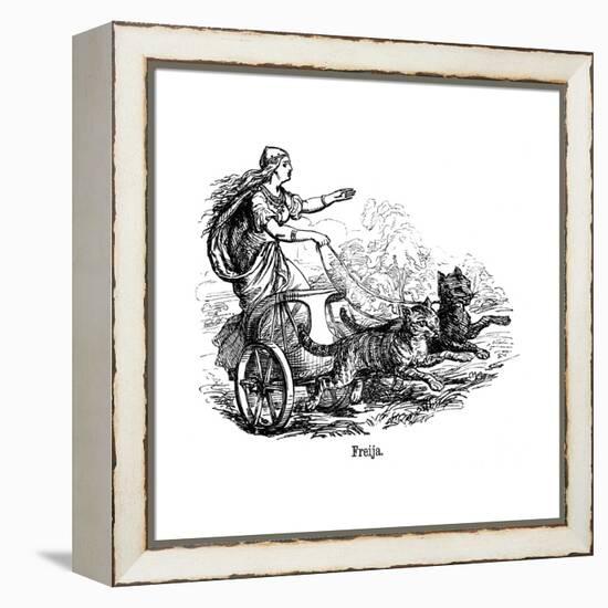 Freya (Frig) Goddess of Love in Scandinavian Mythology, Driving Her Chariot Pulled by Cats-null-Framed Premier Image Canvas