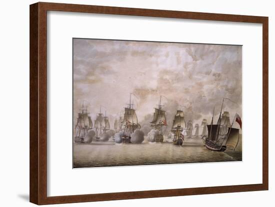 Freya Frigate under Command of Captain Krabbe Attacking British Ships-null-Framed Giclee Print