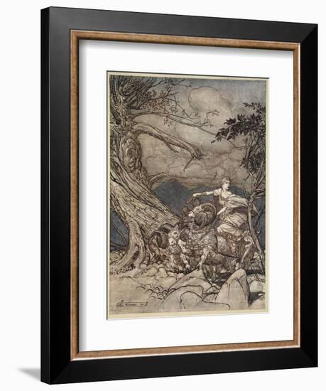 Fricka approaches in anger, illustration from 'The Rhinegold and the Valkyrie', 1910-Arthur Rackham-Framed Giclee Print