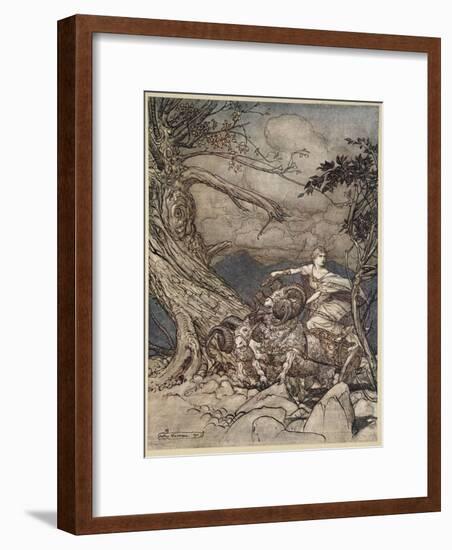 Fricka approaches in anger, illustration from 'The Rhinegold and the Valkyrie', 1910-Arthur Rackham-Framed Giclee Print