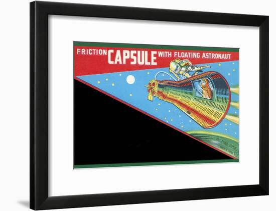 Friction Capsule with Floating Astronaut-null-Framed Art Print