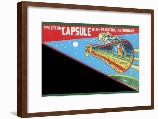 Friction Capsule with Floating Astronaut-null-Framed Art Print