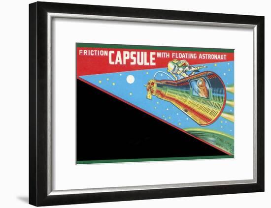 Friction Capsule with Floating Astronaut-null-Framed Art Print