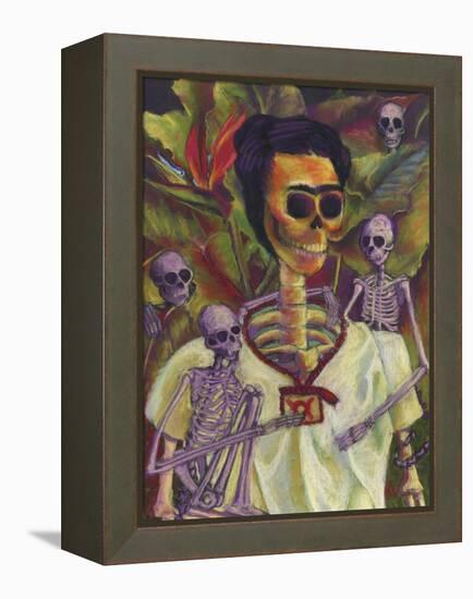 Frida Skelly With Monkeys-Marie Marfia Fine Art-Framed Premier Image Canvas