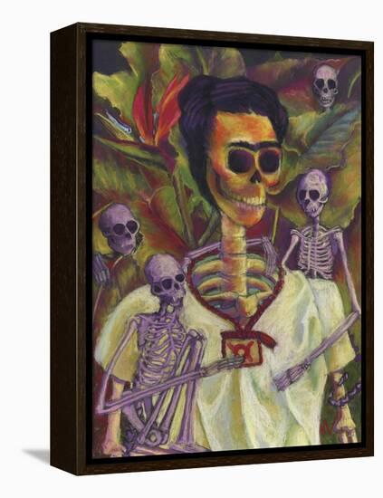 Frida Skelly With Monkeys-Marie Marfia Fine Art-Framed Premier Image Canvas