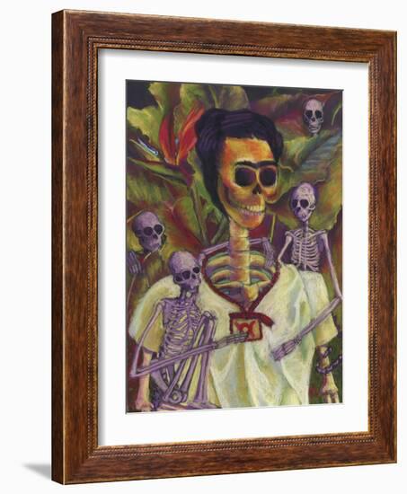 Frida Skelly With Monkeys-Marie Marfia Fine Art-Framed Giclee Print