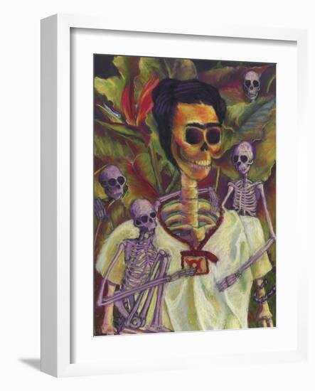 Frida Skelly With Monkeys-Marie Marfia Fine Art-Framed Giclee Print