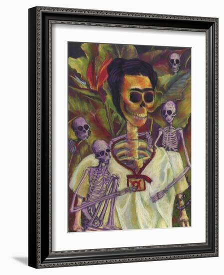 Frida Skelly With Monkeys-Marie Marfia Fine Art-Framed Giclee Print