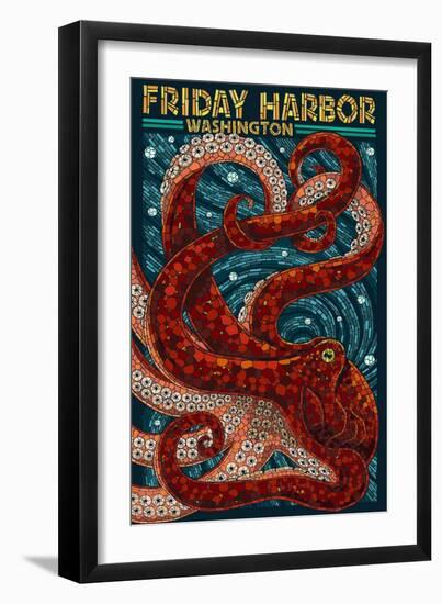 Friday Harbor, San Juan Island, WA - Ocotpus Mosaic-Lantern Press-Framed Art Print