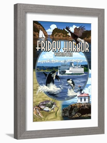 Friday Harbor, San Juan Island, WA - Scenes-Lantern Press-Framed Art Print