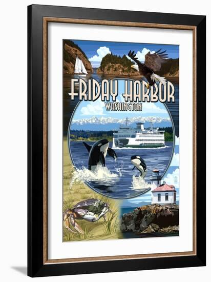 Friday Harbor, San Juan Island, WA - Scenes-Lantern Press-Framed Art Print