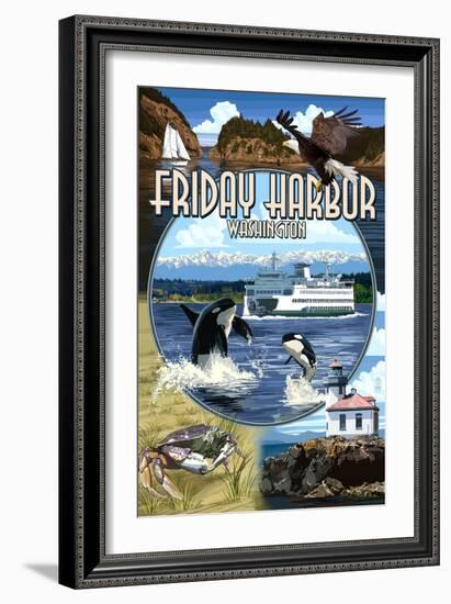 Friday Harbor, San Juan Island, WA - Scenes-Lantern Press-Framed Art Print