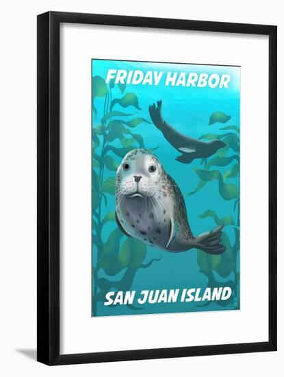 Friday Harbor - San Juan Island, Washington - Harbor Seals-Lantern Press-Framed Art Print