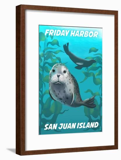 Friday Harbor - San Juan Island, Washington - Harbor Seals-Lantern Press-Framed Art Print