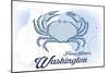 Friday Harbor, Washington - Crab - Blue - Coastal Icon-Lantern Press-Mounted Art Print
