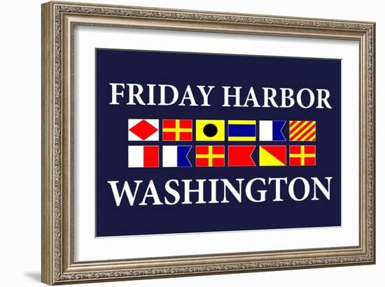 Friday Harbor, Washington - Nautical Flags-Lantern Press-Framed Art Print