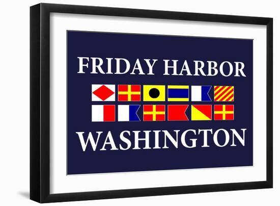Friday Harbor, Washington - Nautical Flags-Lantern Press-Framed Art Print