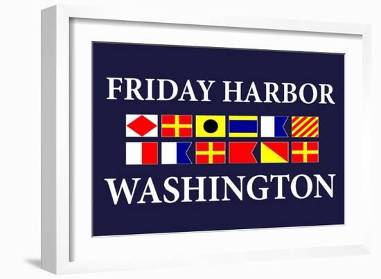 Friday Harbor, Washington - Nautical Flags-Lantern Press-Framed Art Print