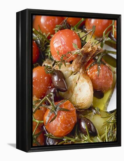 Fried Cherry Tomatoes with Garlic and Olives-null-Framed Premier Image Canvas