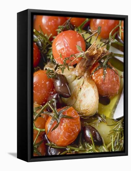 Fried Cherry Tomatoes with Garlic and Olives-null-Framed Premier Image Canvas