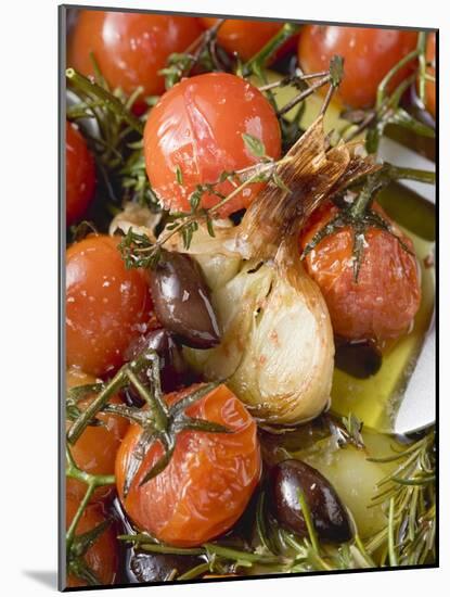 Fried Cherry Tomatoes with Garlic and Olives-null-Mounted Photographic Print