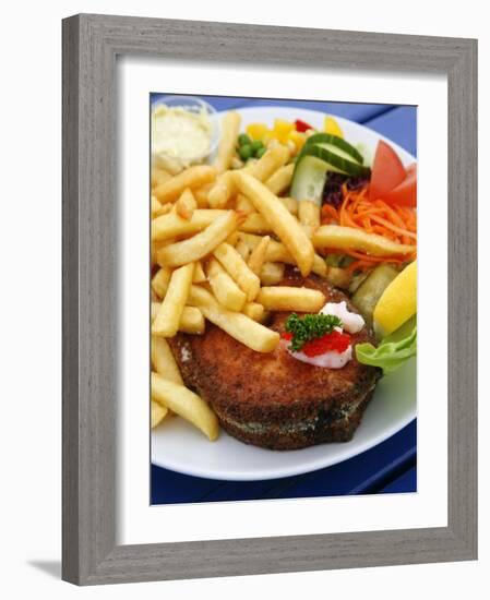 Fried Laks with Chips, Jutland, Denmark, Scandinavia, Europe-Yadid Levy-Framed Photographic Print