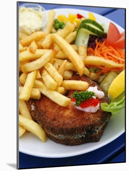 Fried Laks with Chips, Jutland, Denmark, Scandinavia, Europe-Yadid Levy-Mounted Photographic Print