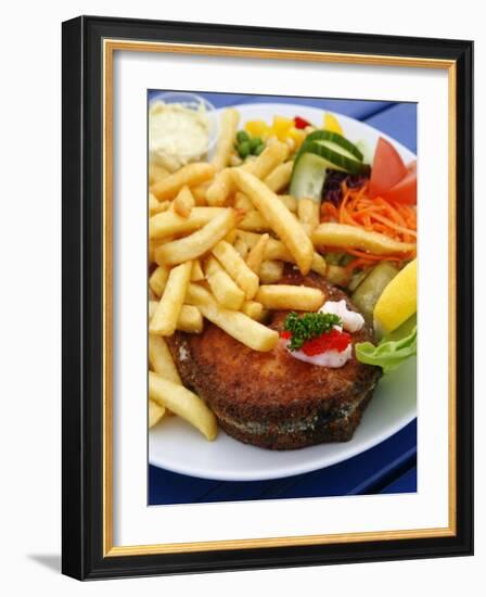 Fried Laks with Chips, Jutland, Denmark, Scandinavia, Europe-Yadid Levy-Framed Photographic Print