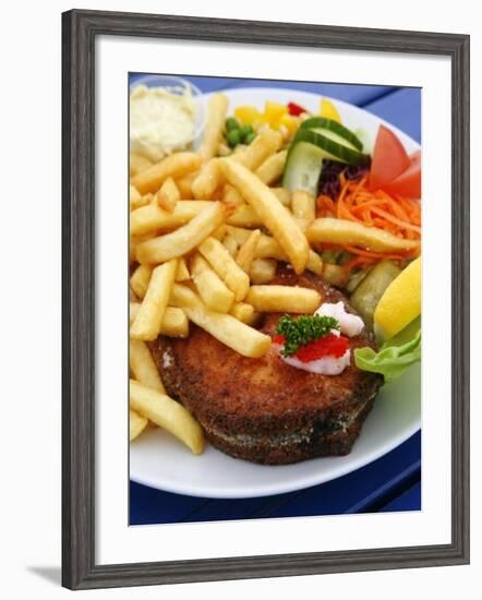 Fried Laks with Chips, Jutland, Denmark, Scandinavia, Europe-Yadid Levy-Framed Photographic Print