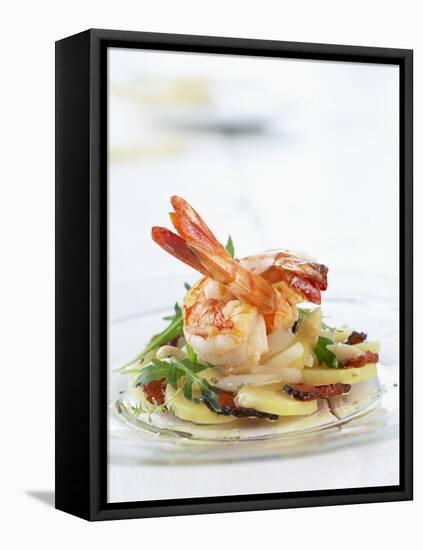 Fried Prawns on Potato, Asparagus and Ham Salad-Jo Kirchherr-Framed Premier Image Canvas