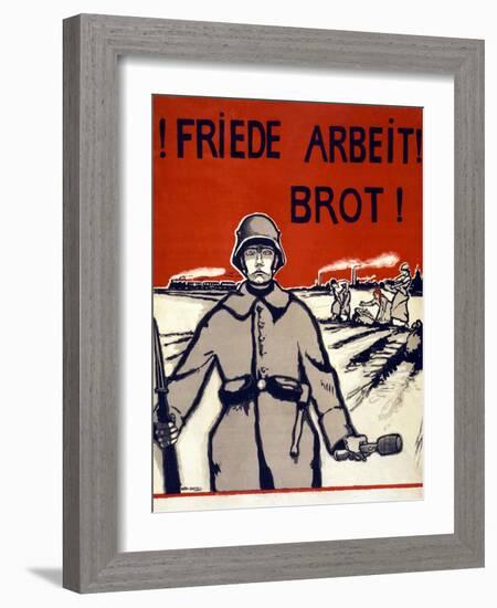 Friede, Arbeit, Brot! Pub. Germany C.1918-Wera von Bartels-Framed Giclee Print