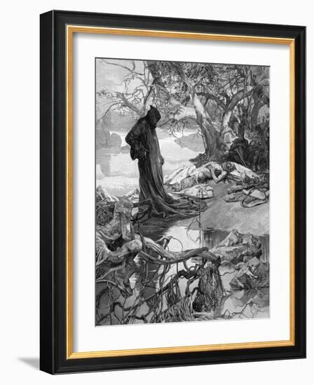 Friedrich 1 Drowns-Alphonse Mucha-Framed Art Print