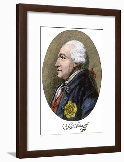 Friedrich Wilhelm Von Steuben, with His Autograph-null-Framed Giclee Print