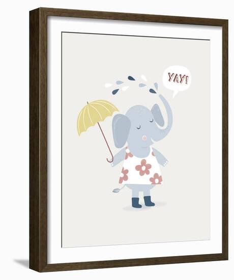 Friendly Elephant-Clara Wells-Framed Giclee Print