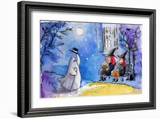 Friendly Ghost Halloween City Witches-sylvia pimental-Framed Art Print