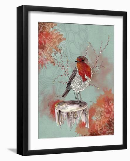 Friendly Robin-The Tangled Peacock-Framed Giclee Print