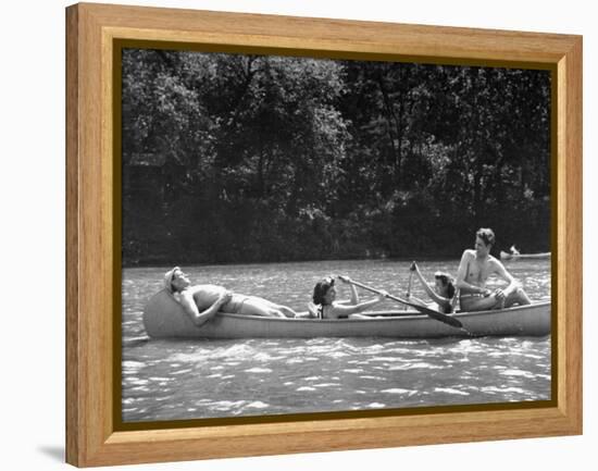 Friends Enjoying Themselves on Their Canoe Trip in the Potomac River-Thomas D^ Mcavoy-Framed Premier Image Canvas