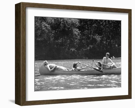 Friends Enjoying Themselves on Their Canoe Trip in the Potomac River-Thomas D^ Mcavoy-Framed Photographic Print