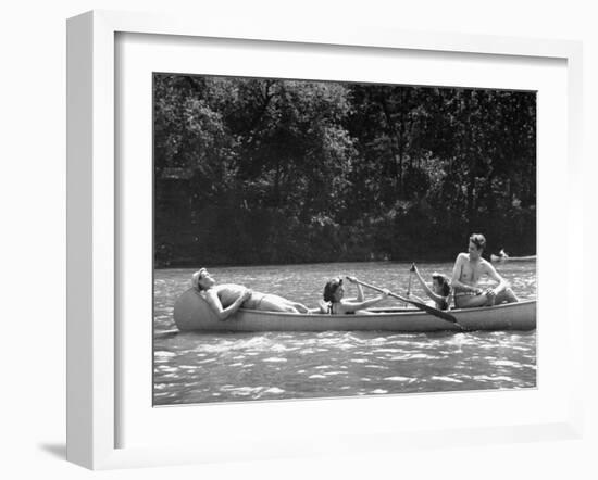 Friends Enjoying Themselves on Their Canoe Trip in the Potomac River-Thomas D^ Mcavoy-Framed Photographic Print