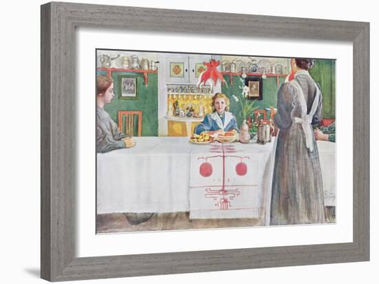 Friends from the Town: Dining Room Scene, Published in "Lasst Licht Hinin" (Let in More Light) 1909-Carl Larsson-Framed Giclee Print