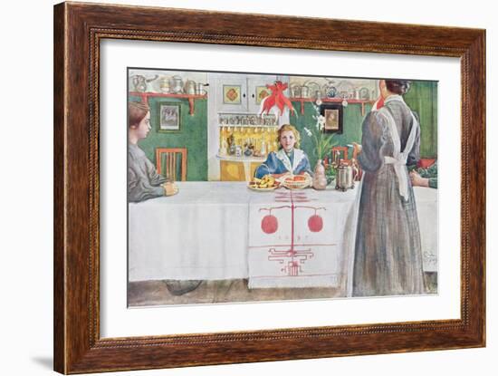 Friends from the Town: Dining Room Scene, Published in "Lasst Licht Hinin" (Let in More Light) 1909-Carl Larsson-Framed Giclee Print