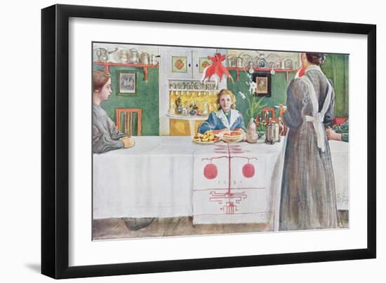 Friends from the Town: Dining Room Scene, Published in "Lasst Licht Hinin" (Let in More Light) 1909-Carl Larsson-Framed Giclee Print