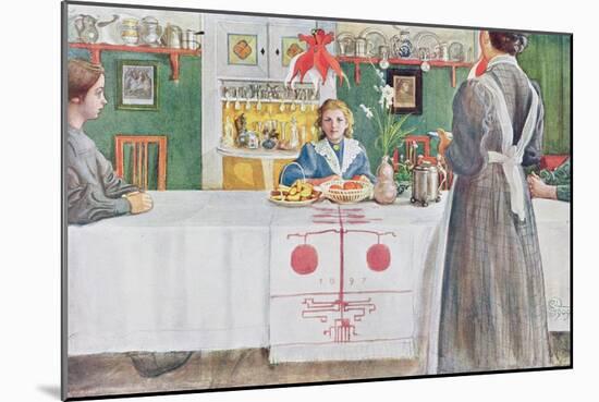 Friends from the Town: Dining Room Scene, Published in "Lasst Licht Hinin" (Let in More Light) 1909-Carl Larsson-Mounted Giclee Print